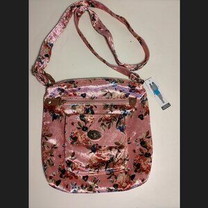 NWT - Pink Velvet Floral Crossbody Purse